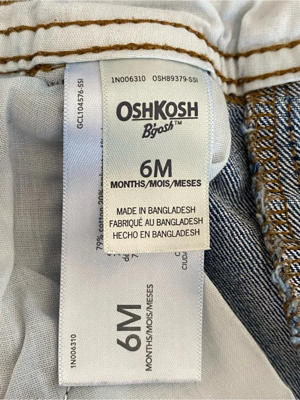 OshKosh B'gosh Classic Blue Denim Baby Overalls 6M Dark Wash Stretchy 90s Retro